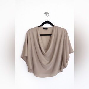 VICI Tan Cowl V-Neck Draped Top small